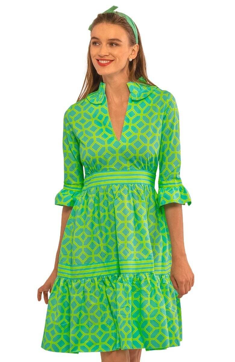 Hope Dress - Lucy In The Sky With Diamonds Turquoise Lime