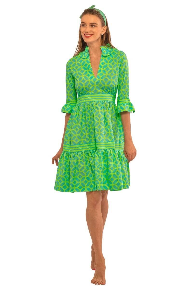 Hope Dress - Lucy In The Sky With Diamonds Turquoise Lime