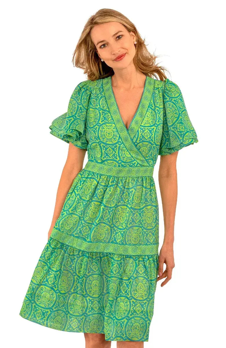 Le Marais Dress Midi - Sultan&#39;s Dining Room - Final Sale Turq Lime