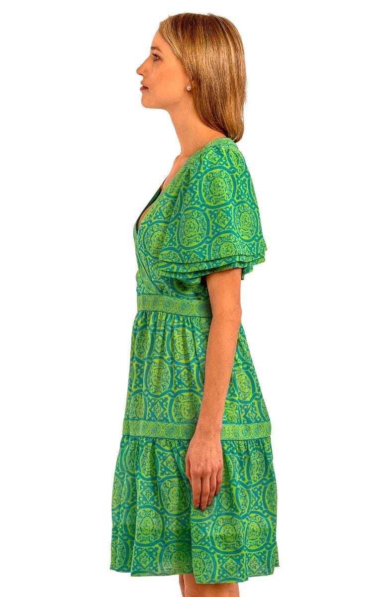 Le Marais Dress Midi - Sultan&#39;s Dining Room - Final Sale Turq Lime