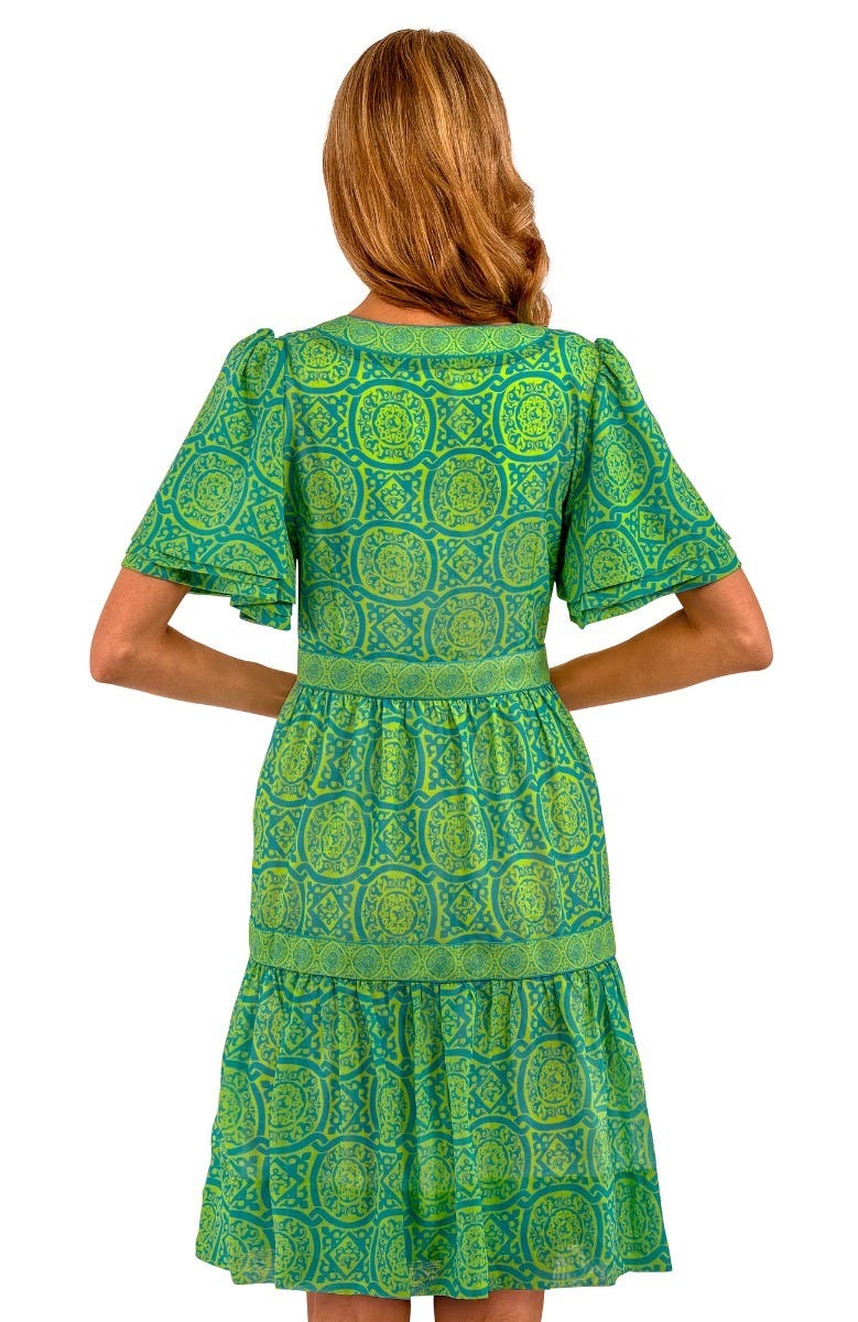 Le Marais Dress Midi - Sultan&#39;s Dining Room - Final Sale Turq Lime