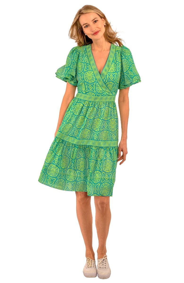 Le Marais Dress Midi - Sultan&#39;s Dining Room - Final Sale Turq Lime