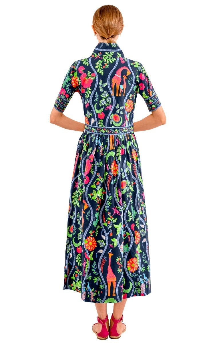 June Dress - Jungle Symphony Navy