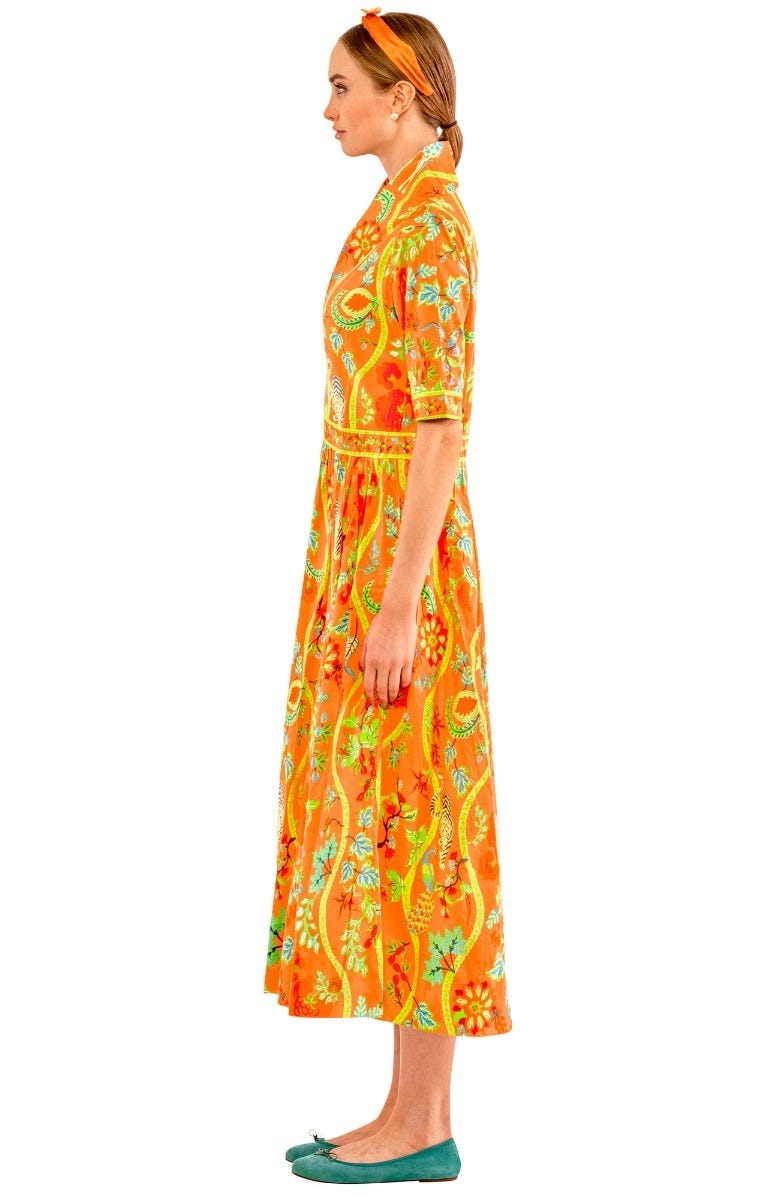 June Dress - Jungle Symphony Orange