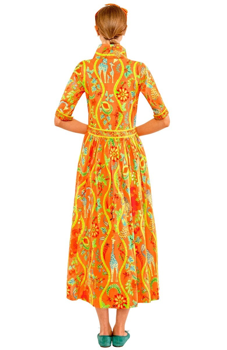 June Dress - Jungle Symphony Orange