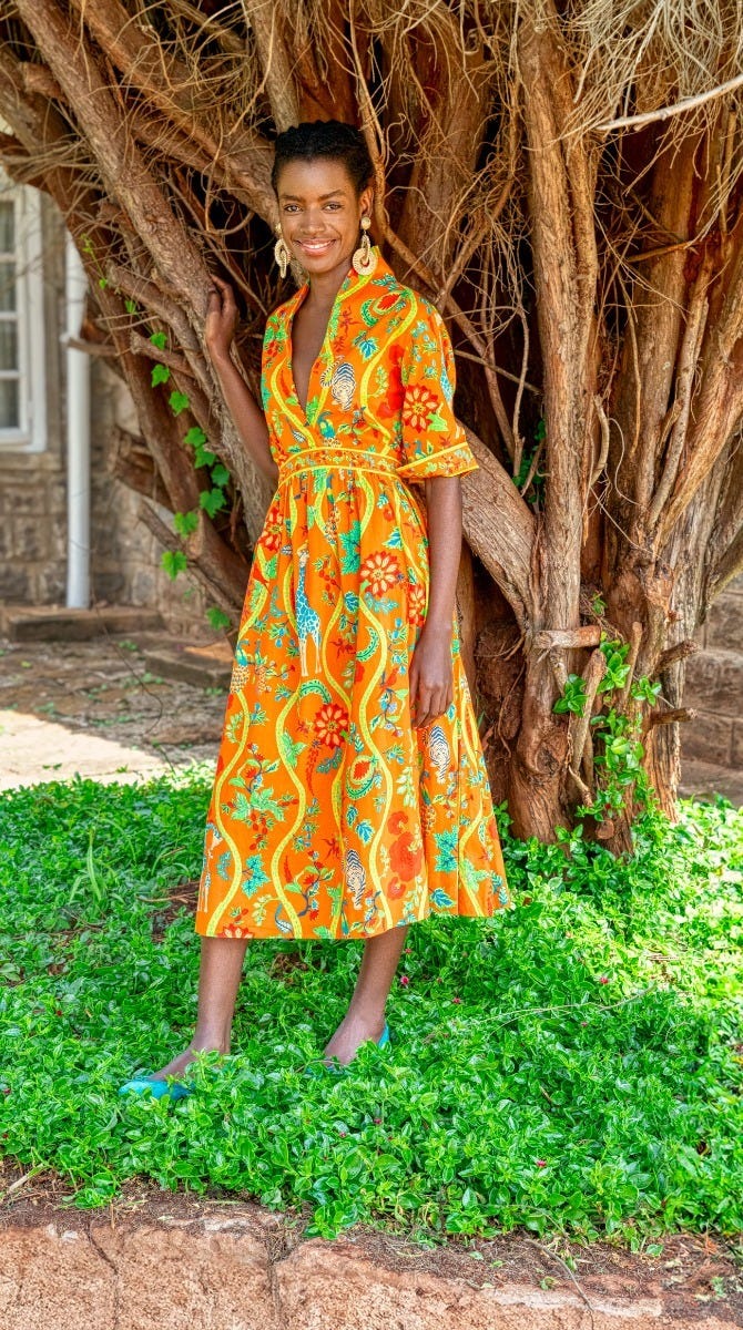 June Dress - Jungle Symphony Orange