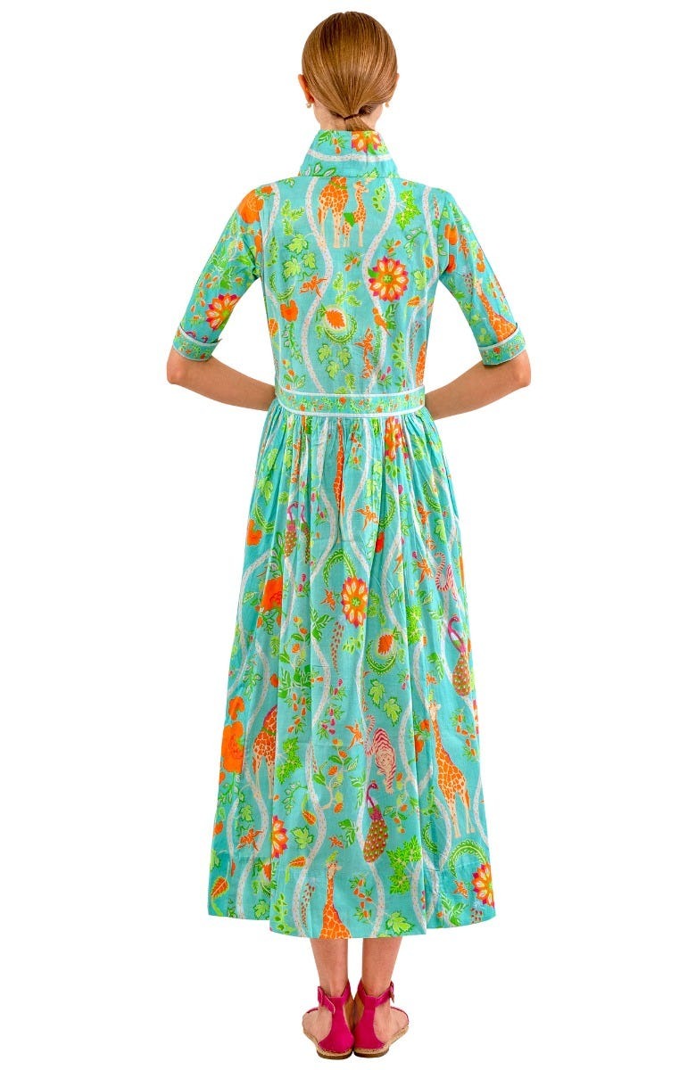 June Dress - Jungle Symphony Turq Orange