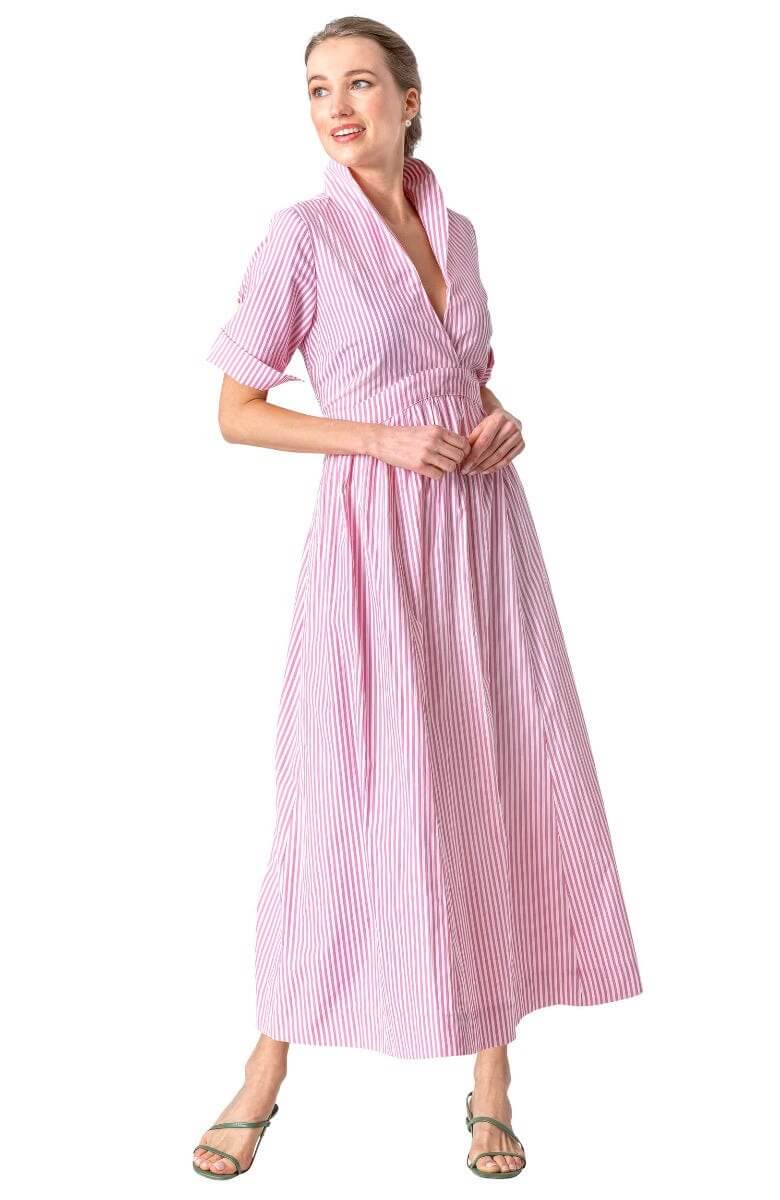 June Dress - Stripe Wash &amp; Wear Pink