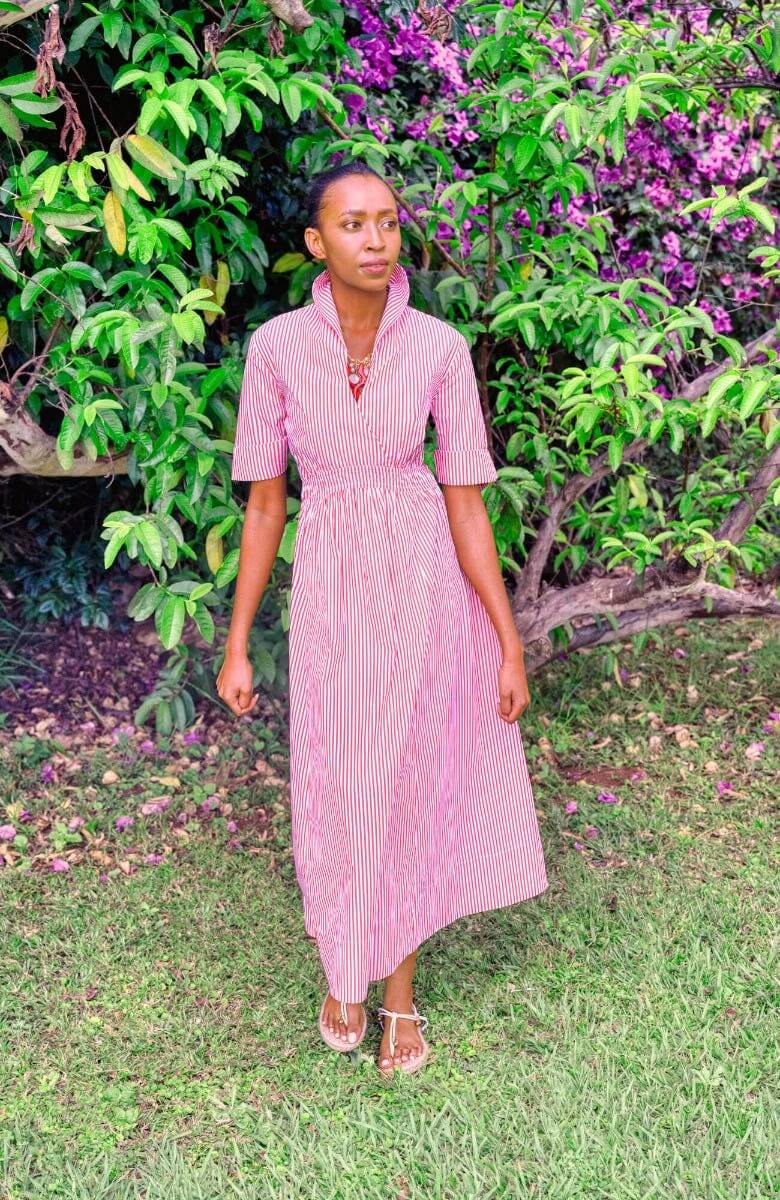 June Dress - Stripe Wash &amp; Wear Pink