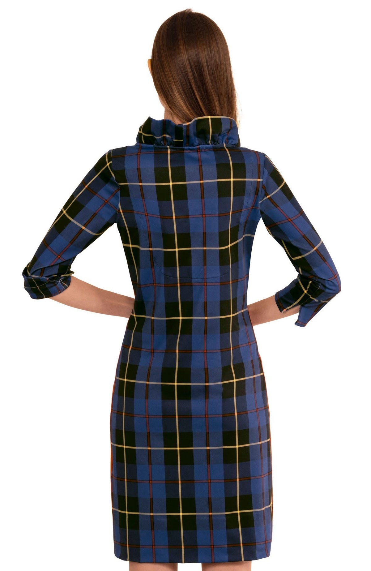 Jersey Ruffneck Dress - Plaidly Cooper - Final Sale Navy Multi