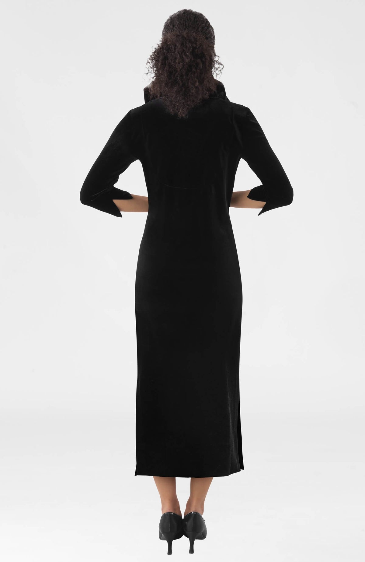 Ruffneck Midi/Maxi Dress - Silky Velvet (Pre-Order) Black