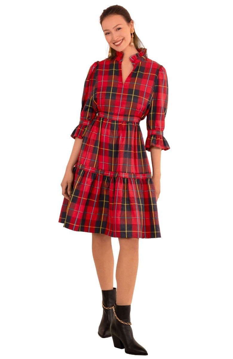 Teardrop Dress Plaidly Cooper - Final Sale Redmulti Plaid