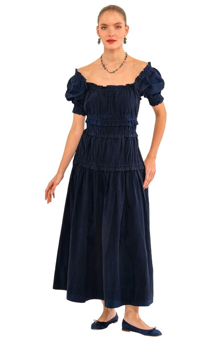 Ruffle Up Maxi Dress Navy