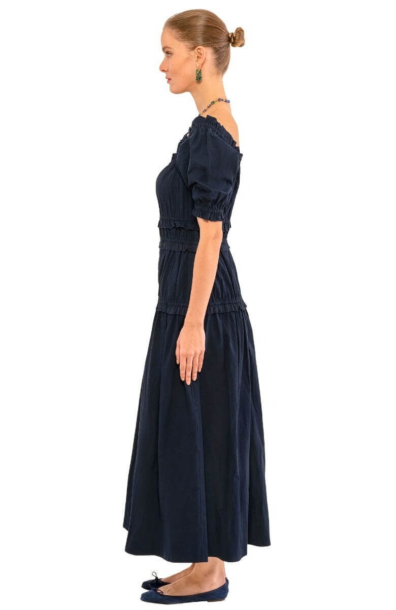 Ruffle Up Maxi Dress Navy