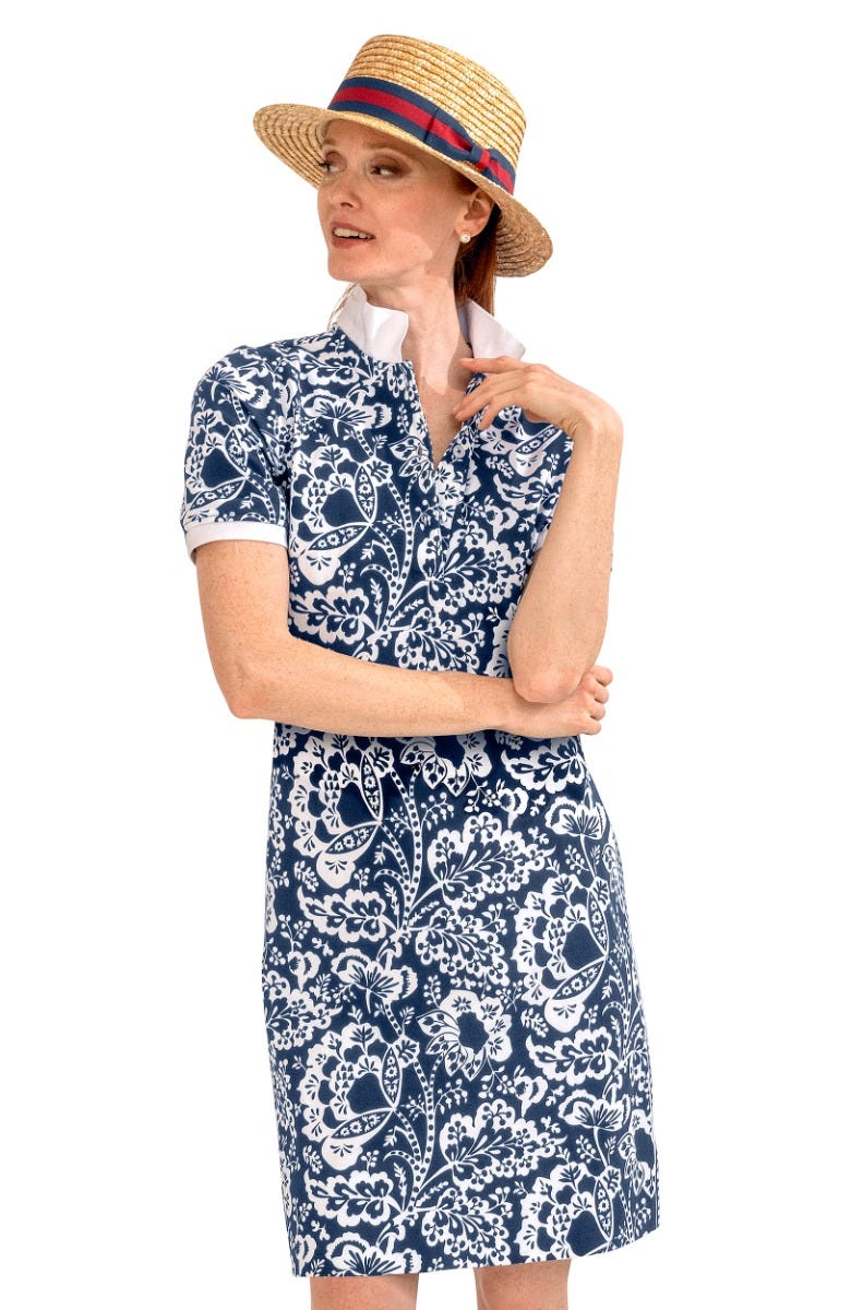 Pique Serve it Up Dress - Flora Navy