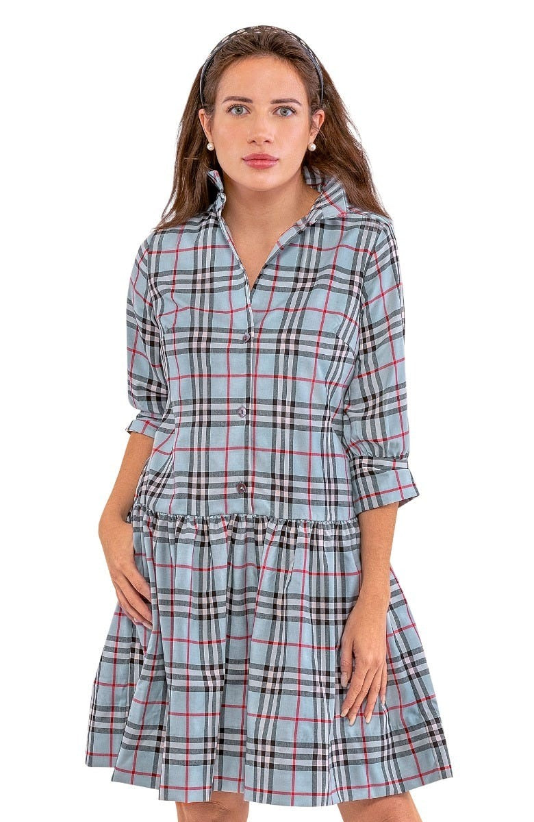 So Sweet Dress - Pretty Peri Plaid Pale Blue