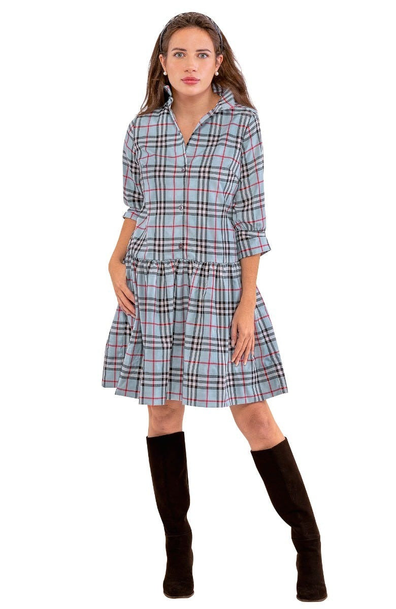 So Sweet Dress - Pretty Peri Plaid Pale Blue