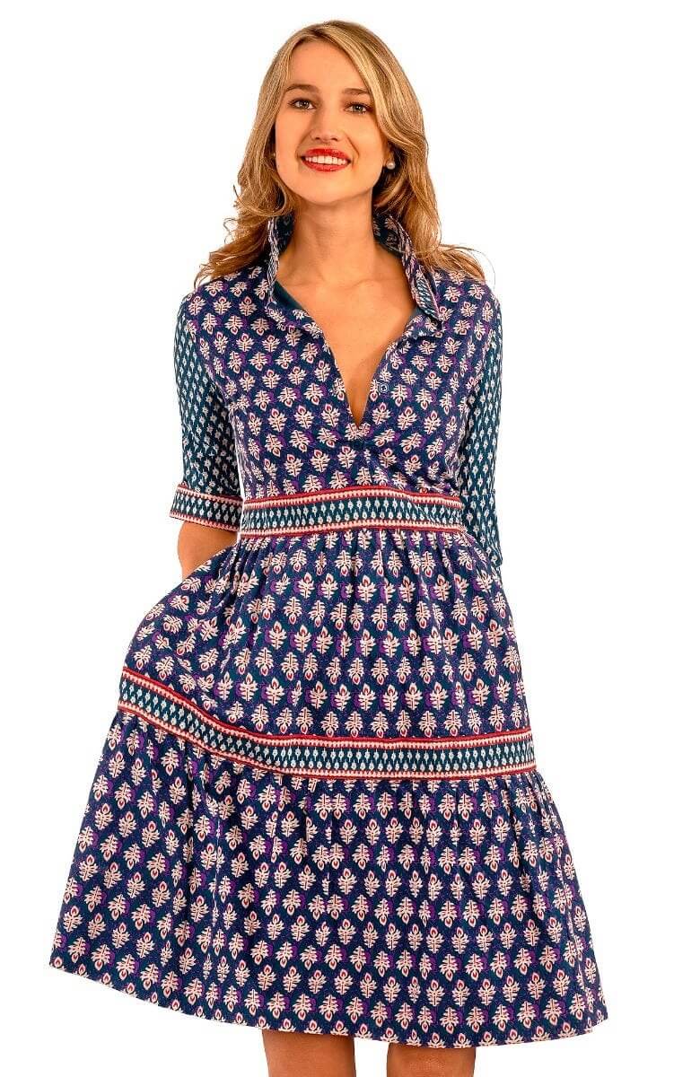 Gretchen Scott top Teardrop Blue and White Cotton Dress