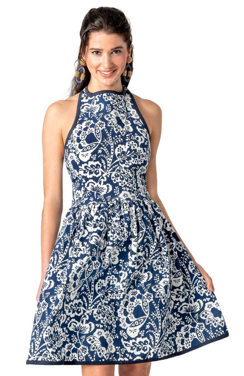 Halter Heaven Dress - Flora Navy