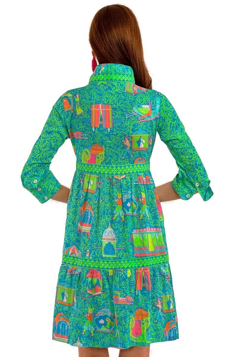 Cotton Tear It Up Dress - Palanquin Party Turquoise