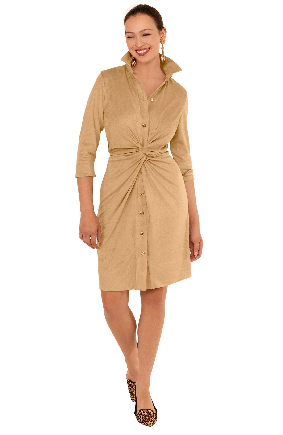 Ultra Suede Twist &amp; Shout Dress - Final Sale Beige