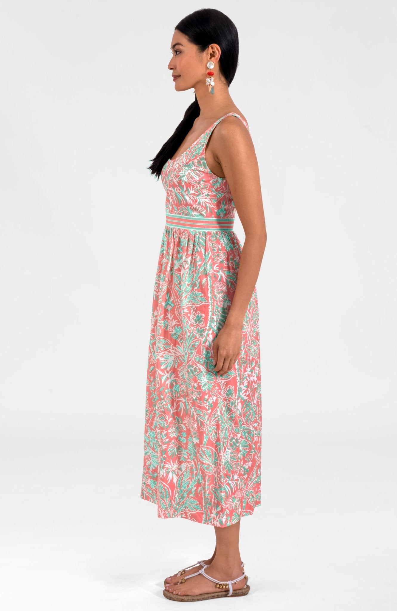 Easy Peasy Dress - Vintage Vines Melon Turq