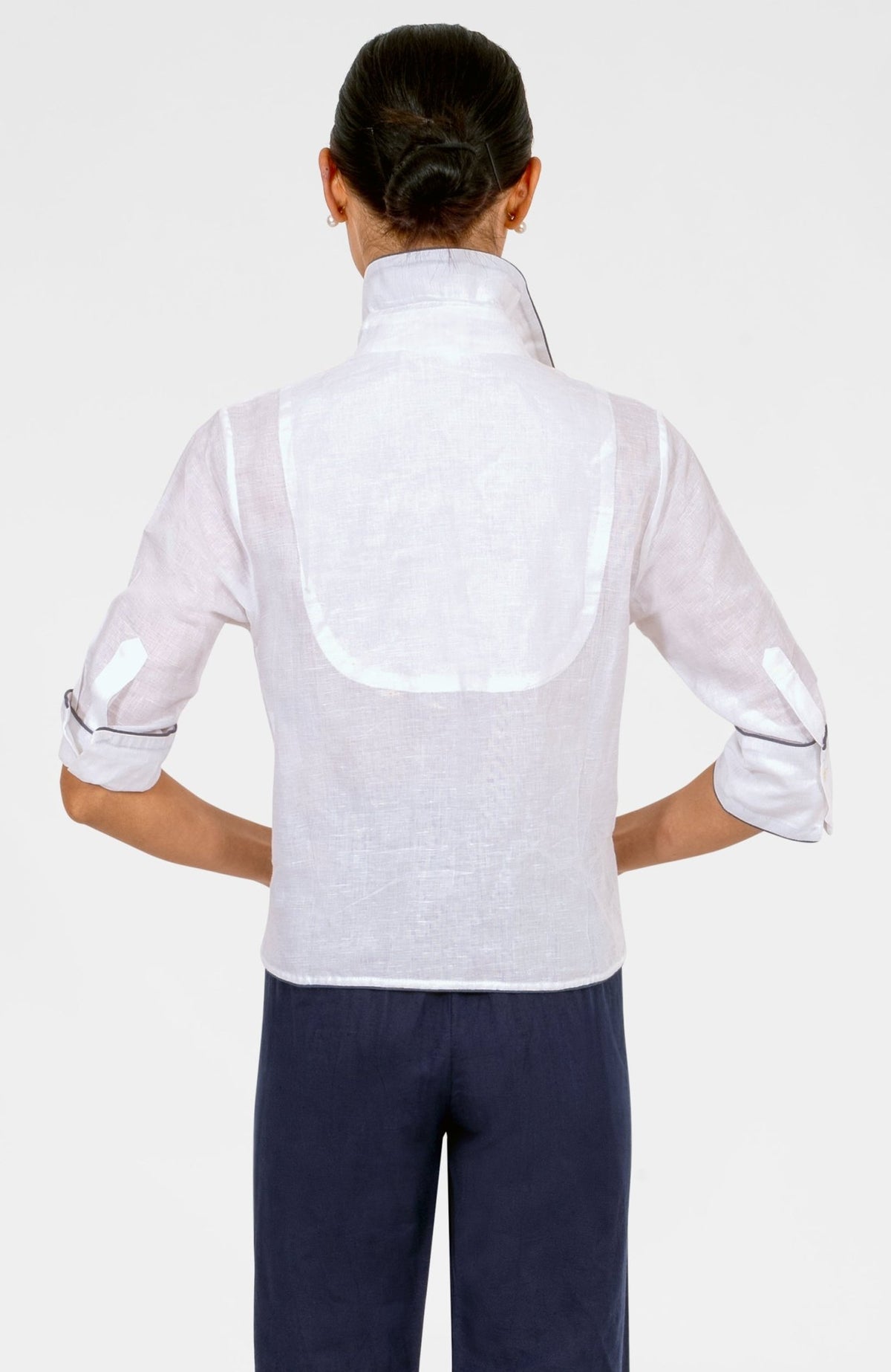 Effortless Top - Linen White Navy