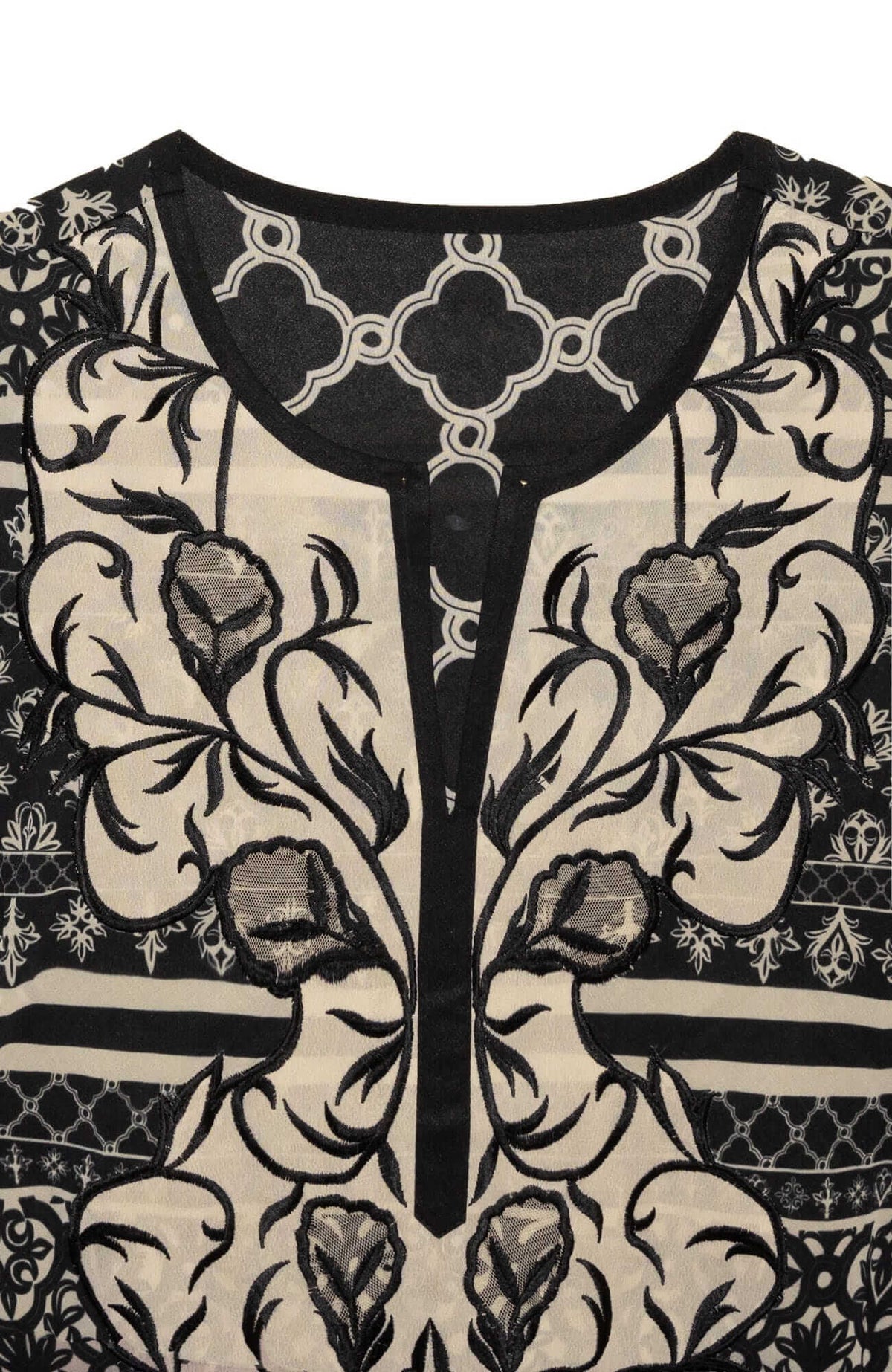 Embroidered Patchwork Swing Dress - Final Sale Black Champagne