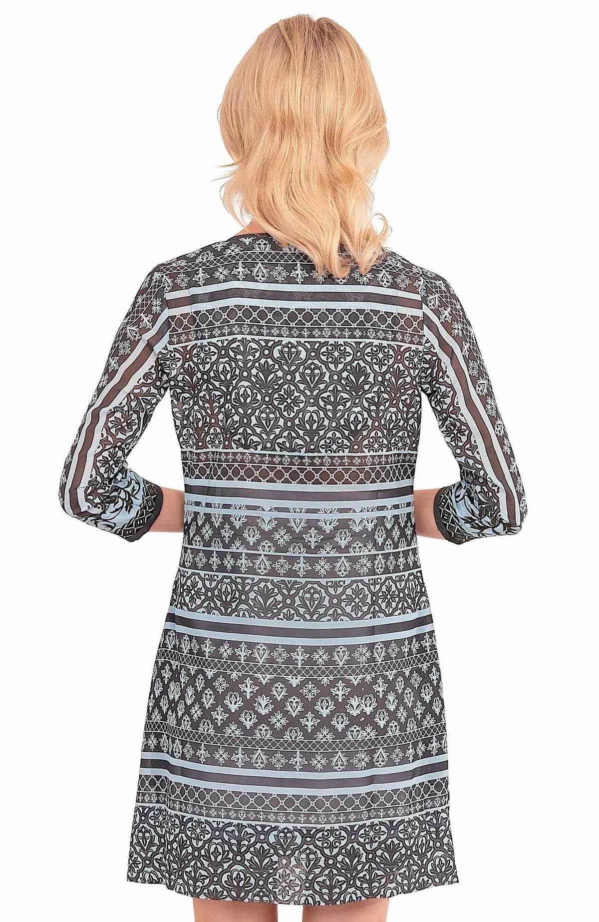 Embroidered Patchwork Swing Dress - Final Sale Gray Peri