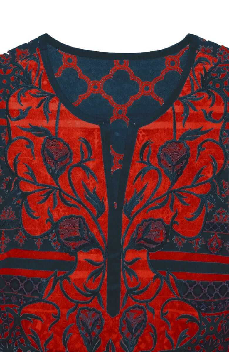 Embroidered Patchwork Swing Dress - Final Sale Navy Red