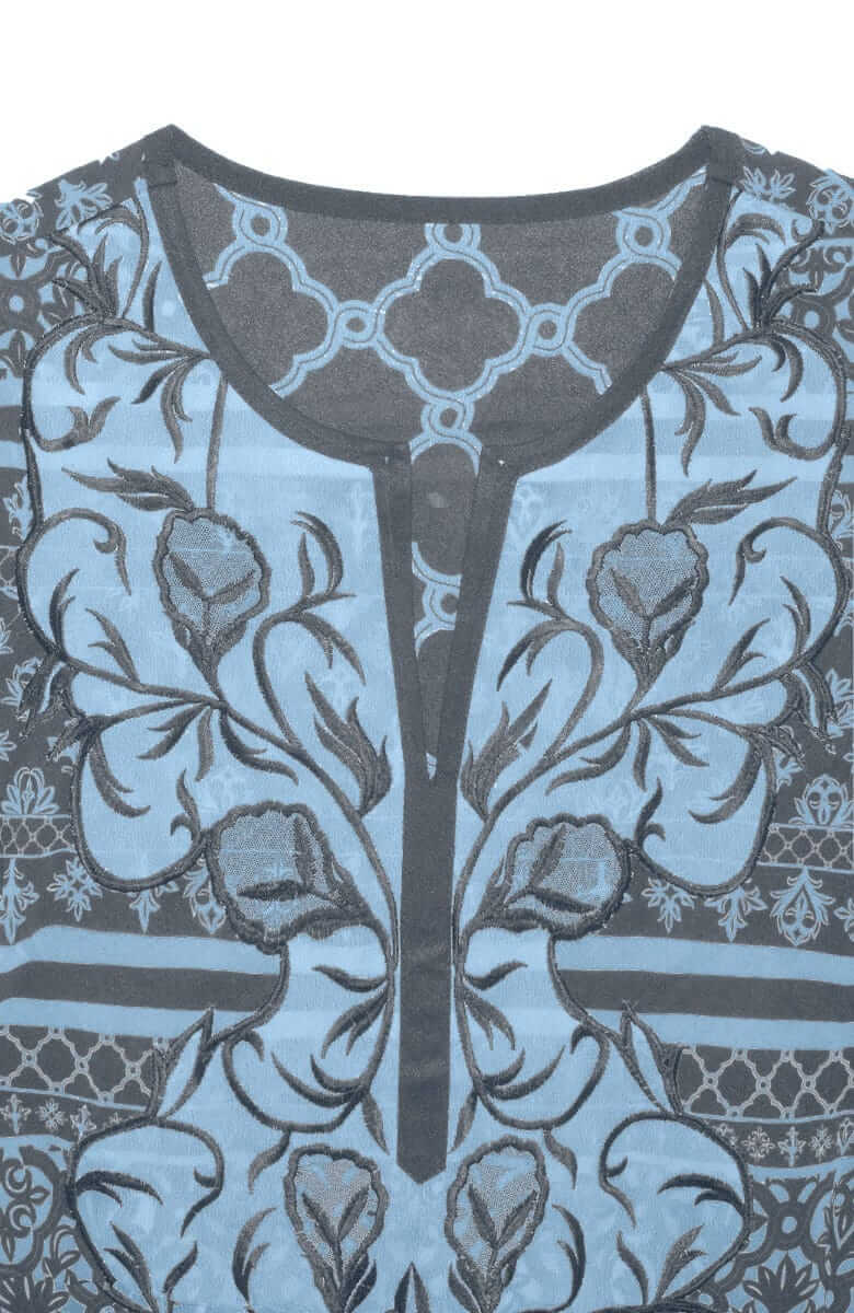 Embroidered Patchwork Swing Dress - Final Sale Gray Peri