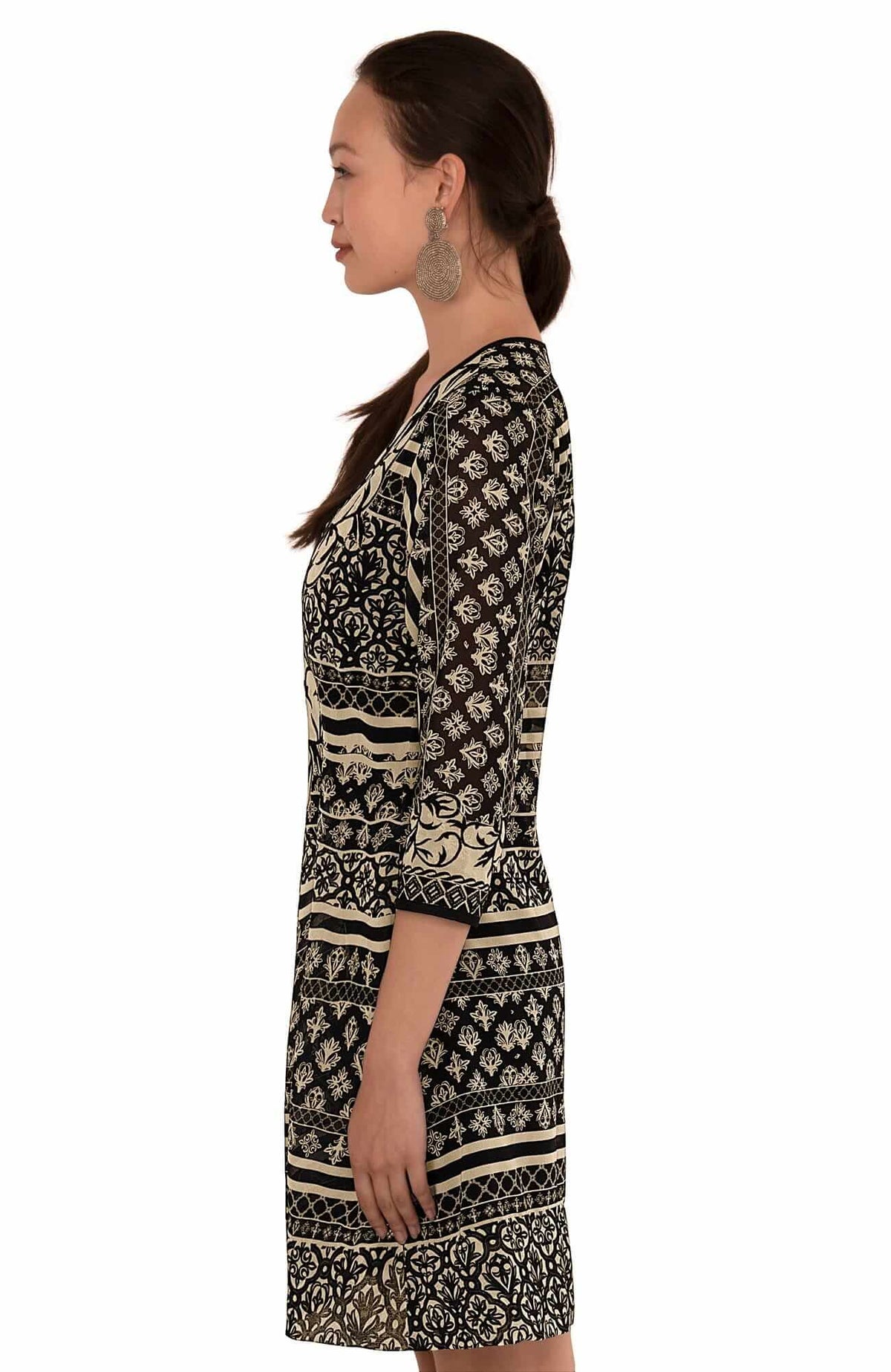 Embroidered Patchwork Swing Dress - Final Sale Black Champagne