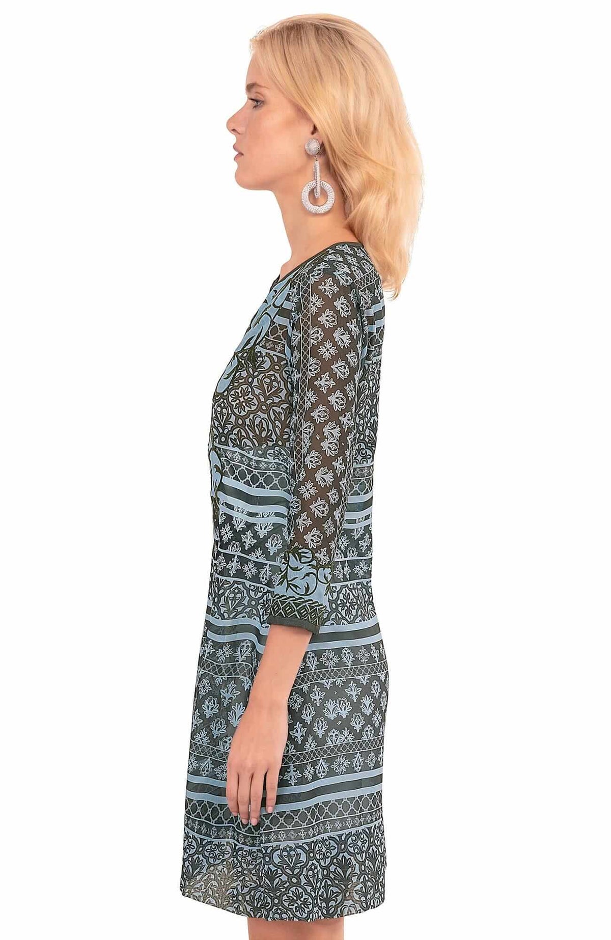 Embroidered Patchwork Swing Dress - Final Sale Gray Peri