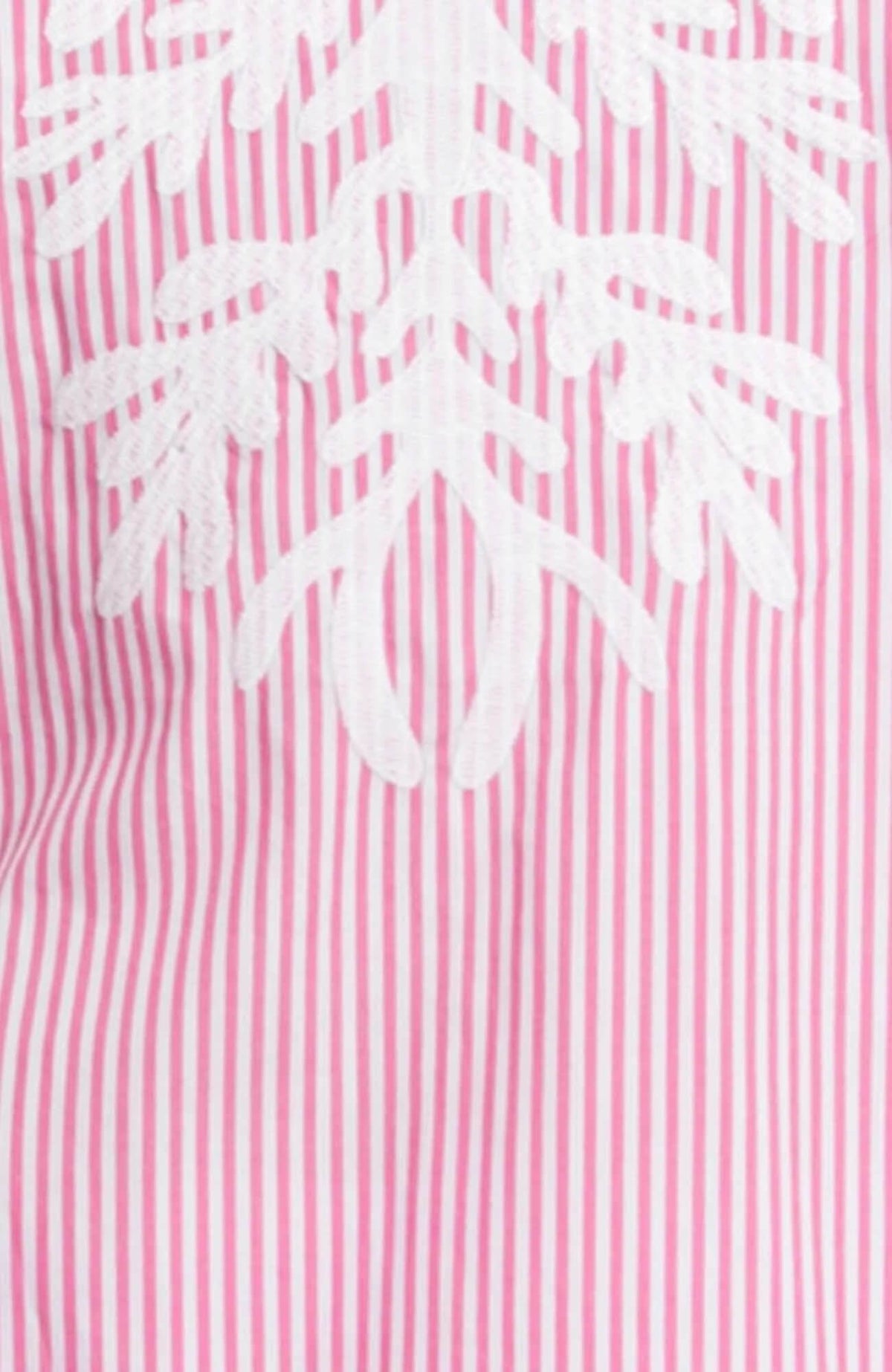 Embroidered Pinstripe Tunic - The Reef Pink White