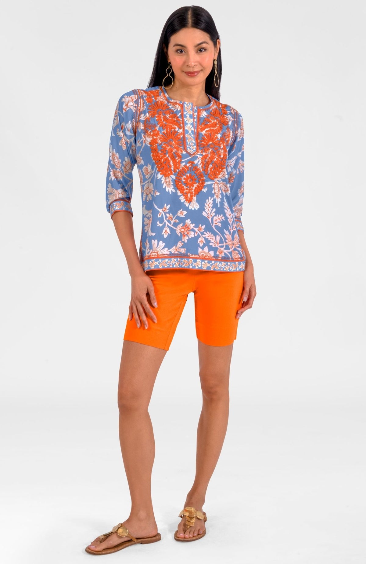 Embroidered Silky Tunic - Stunning Stippling Peri