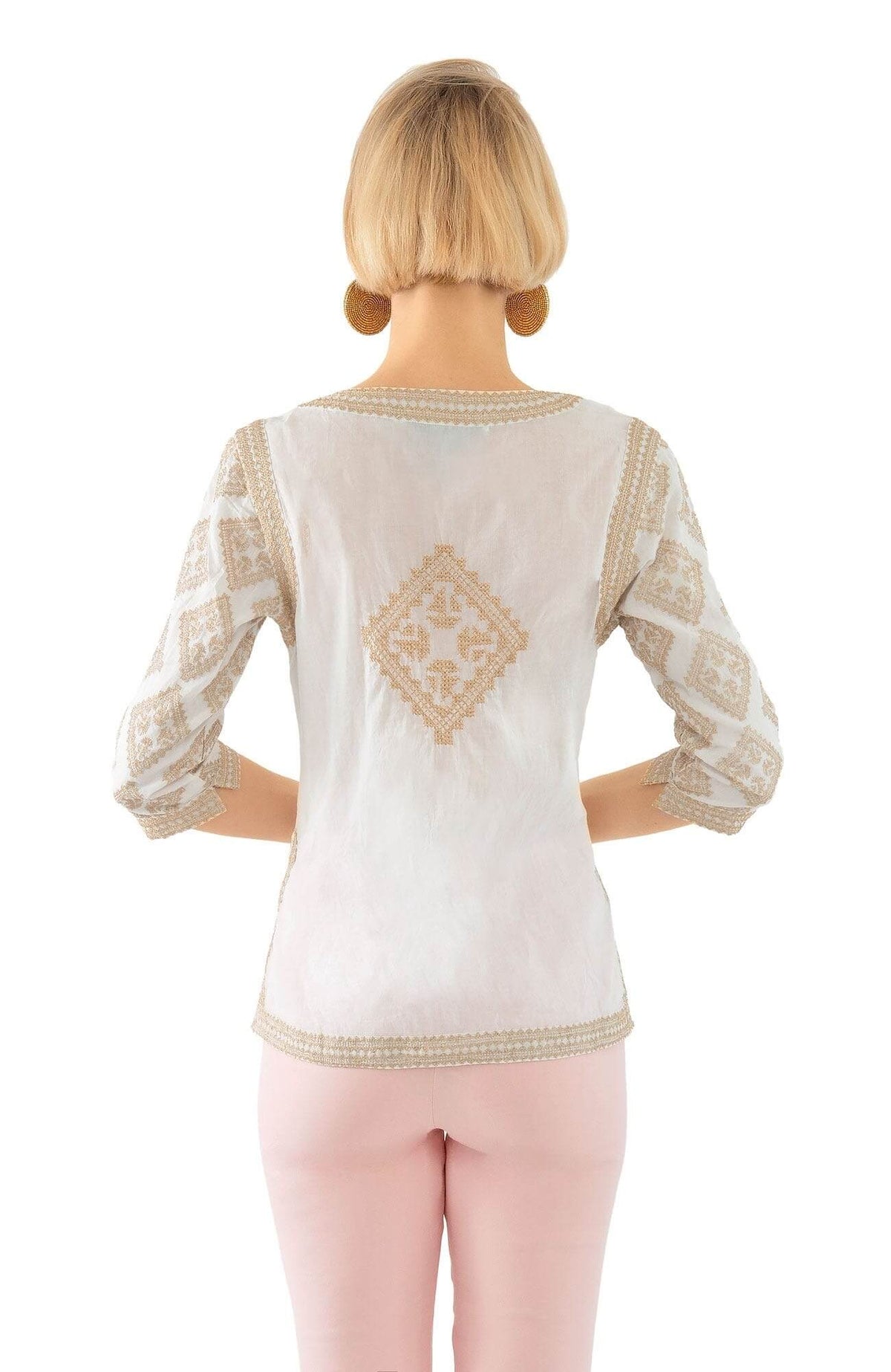 Embroidered Top - Odessa - Final Sale White Gold