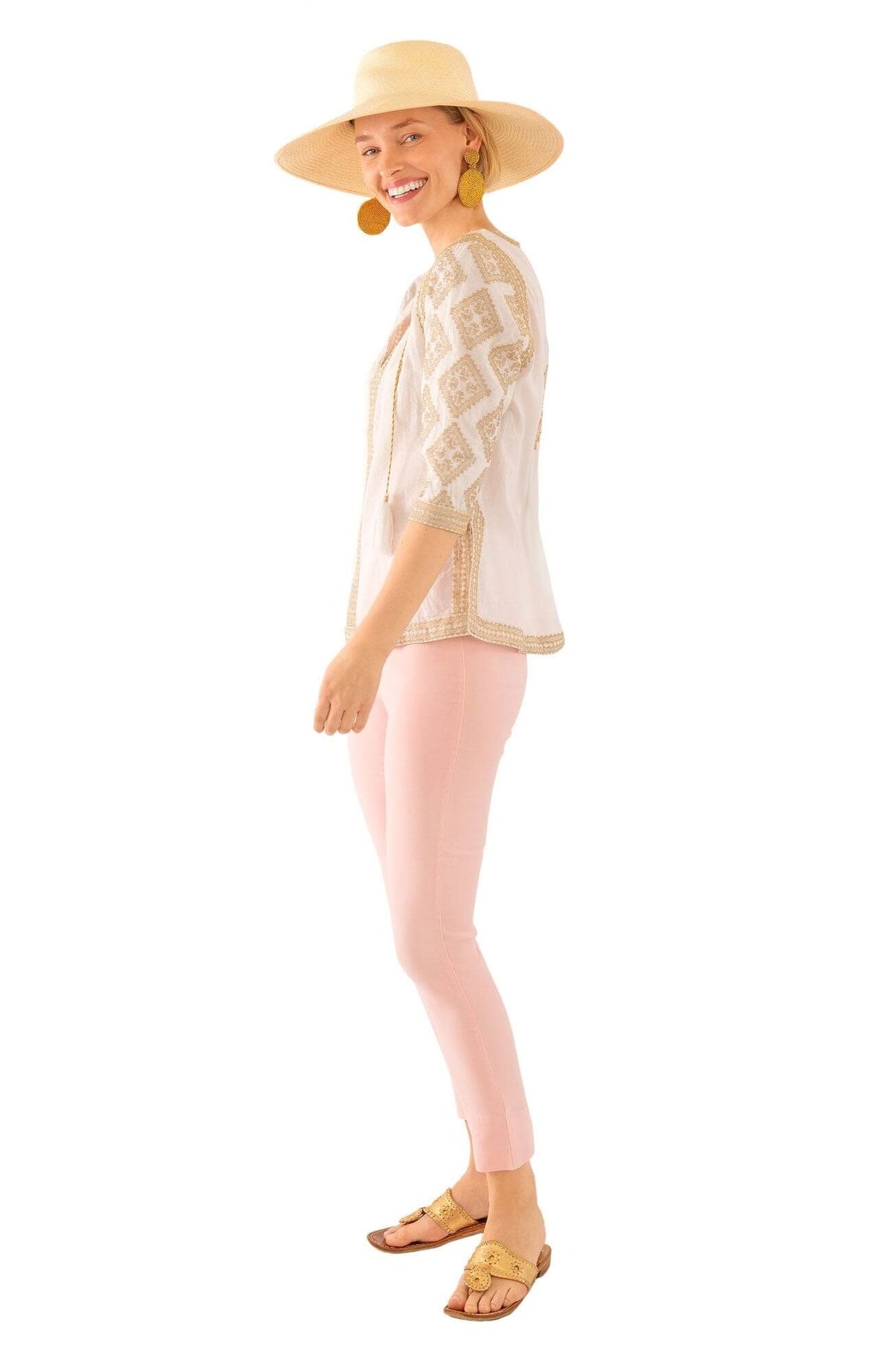 Embroidered Top - Odessa - Final Sale White Gold