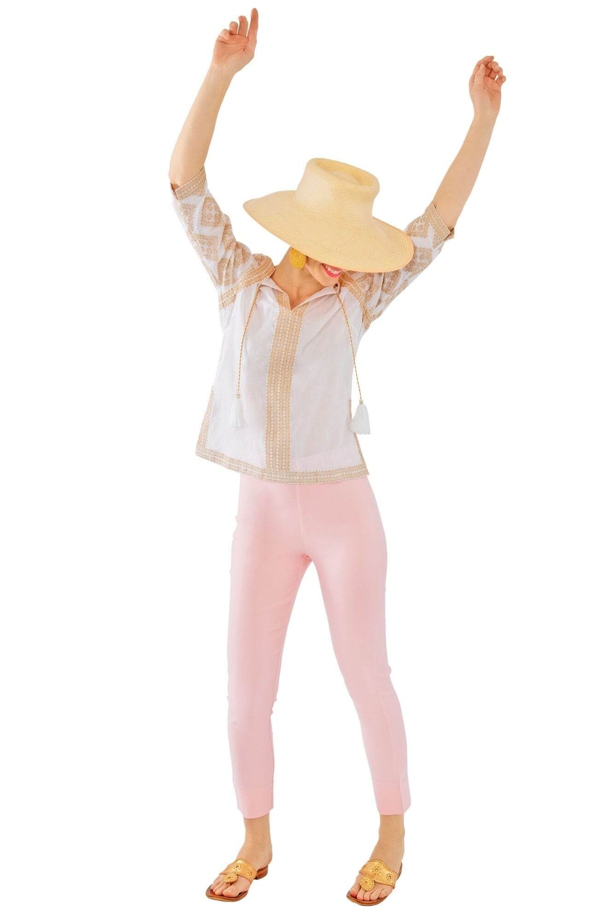 Embroidered Top - Odessa - Final Sale White Gold