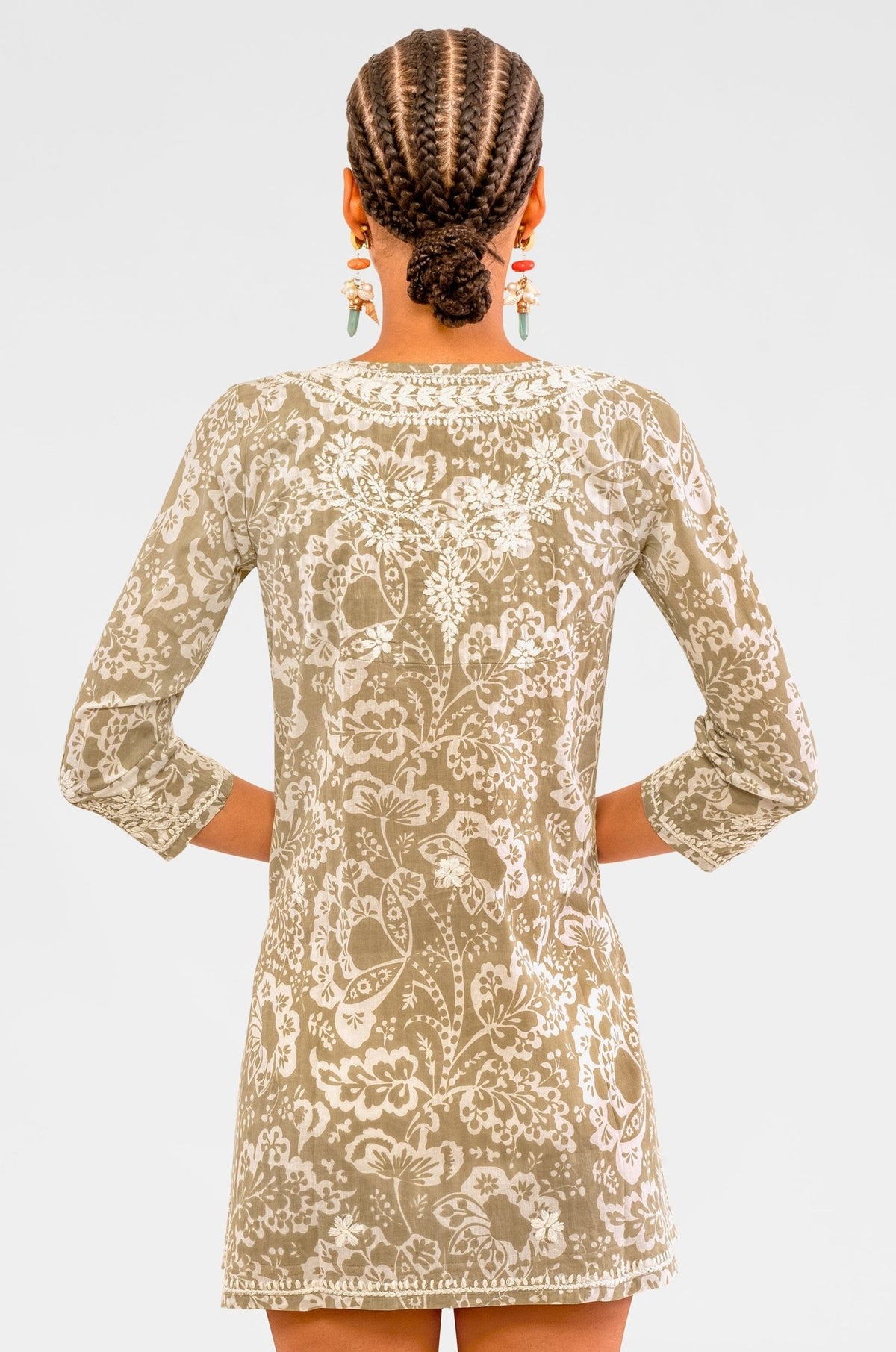 Embroidered Tunic - Flora Khaki