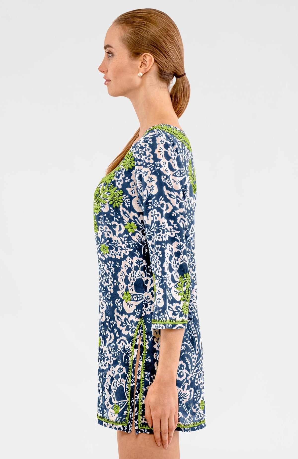 Embroidered Tunic - Flora Navy