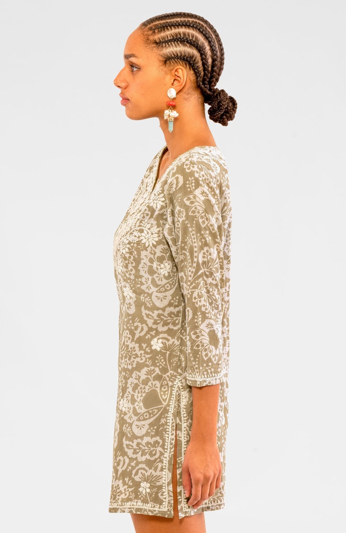 Embroidered Tunic - Flora Khaki
