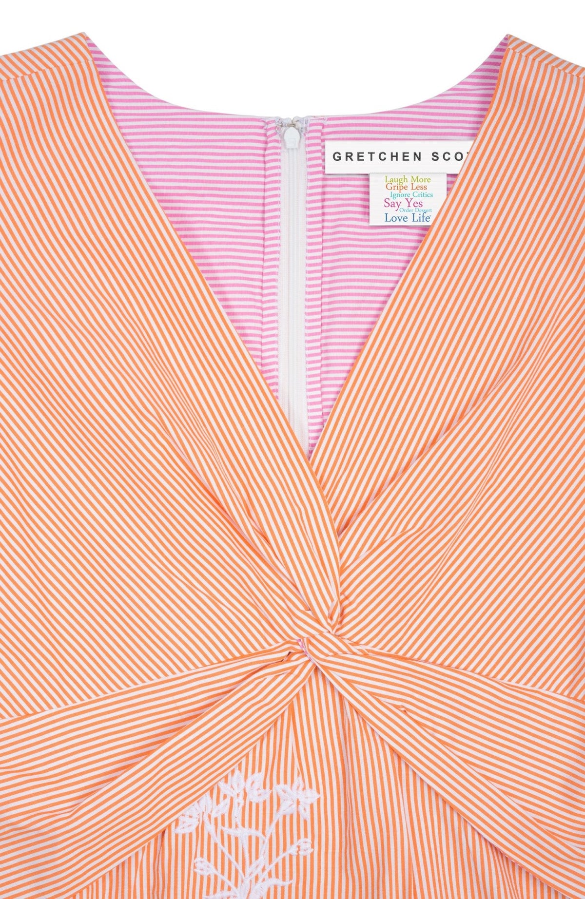 Embroidered Twister Maxi Dress - Stripe Orange