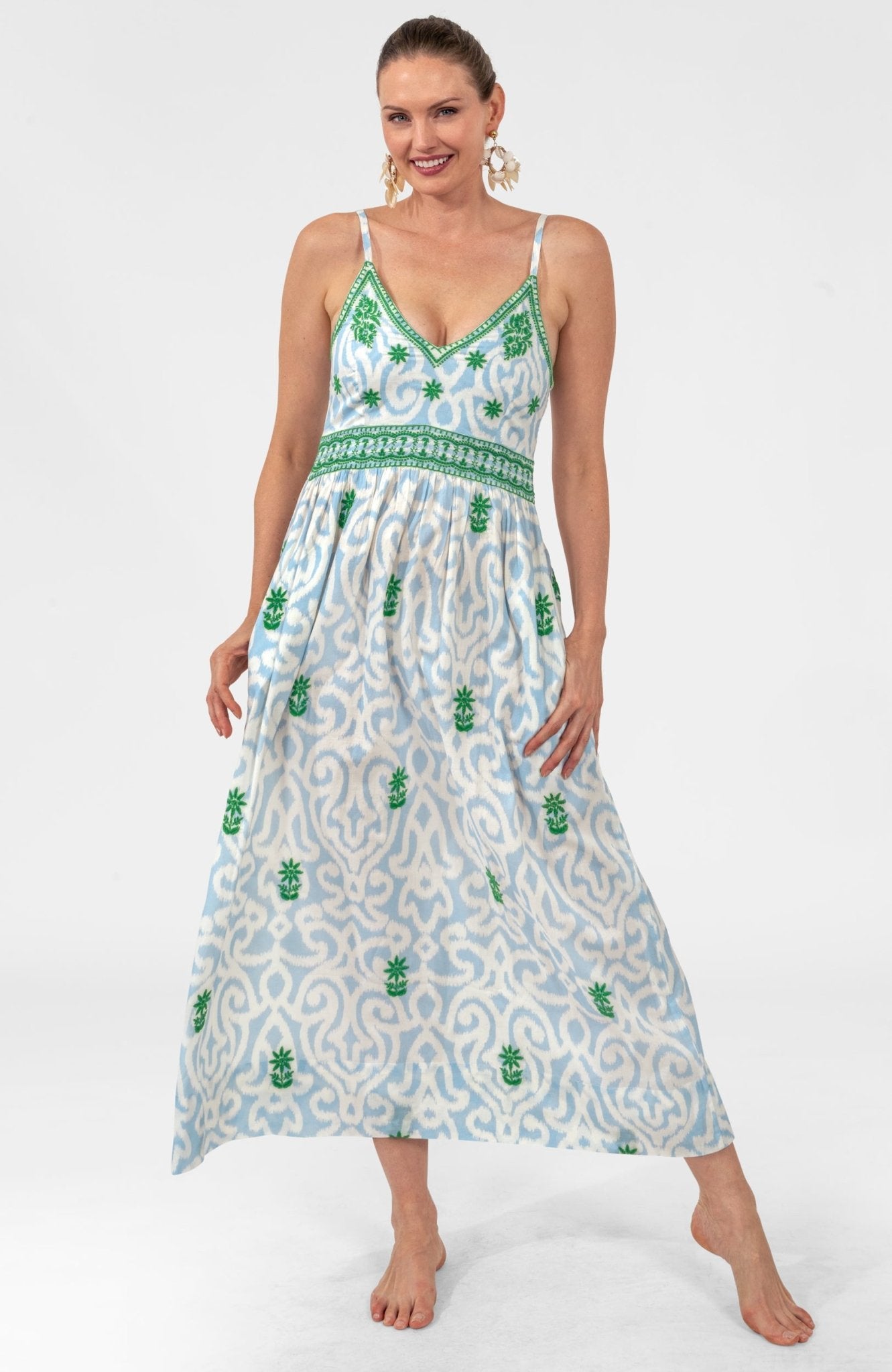 Fiesta Embroidered Cotton Maxi Dress