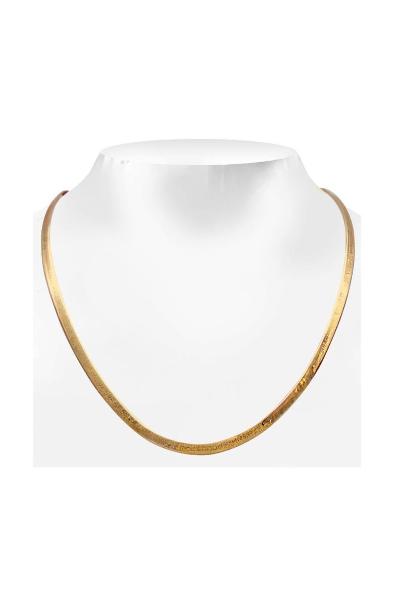 14K Yellow Gold 34In Herringbone Chain Periwink Orange One Size