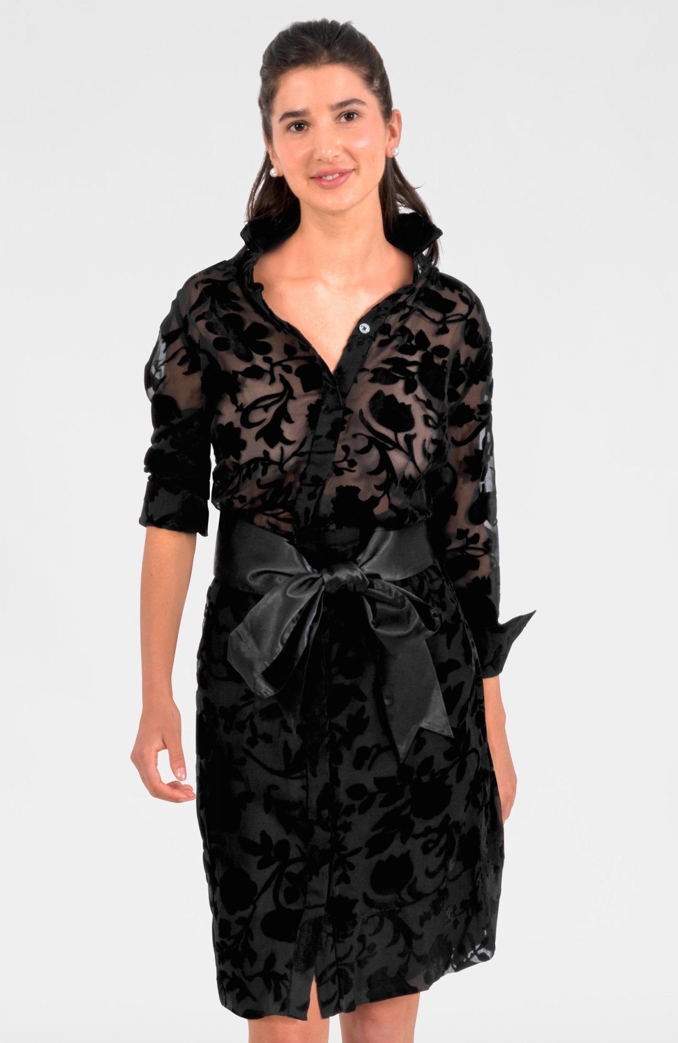 Floral Breezy Dress - Floral Burnout Black