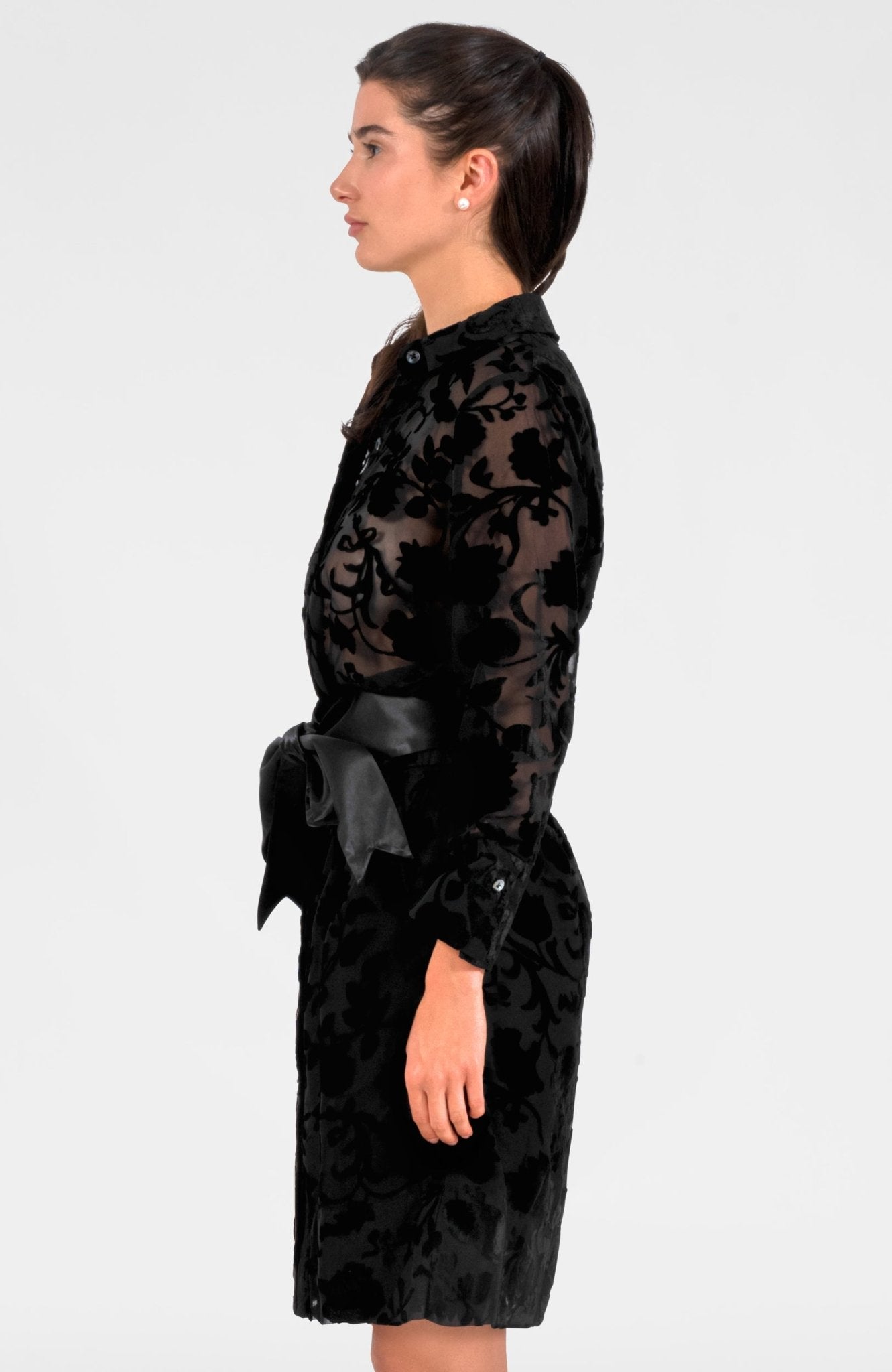 Floral Breezy Dress - Floral Burnout Black