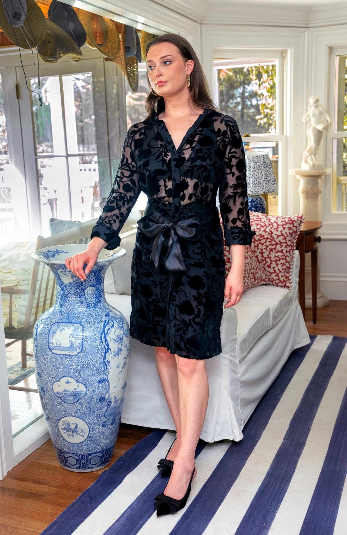 Floral Breezy Dress - Floral Burnout Black