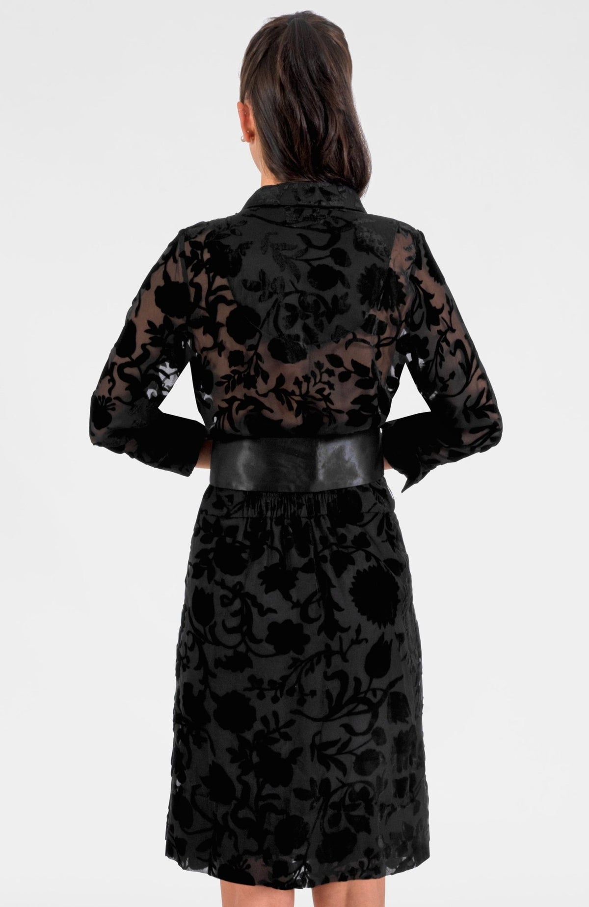 Floral Breezy Dress - Floral Burnout Black