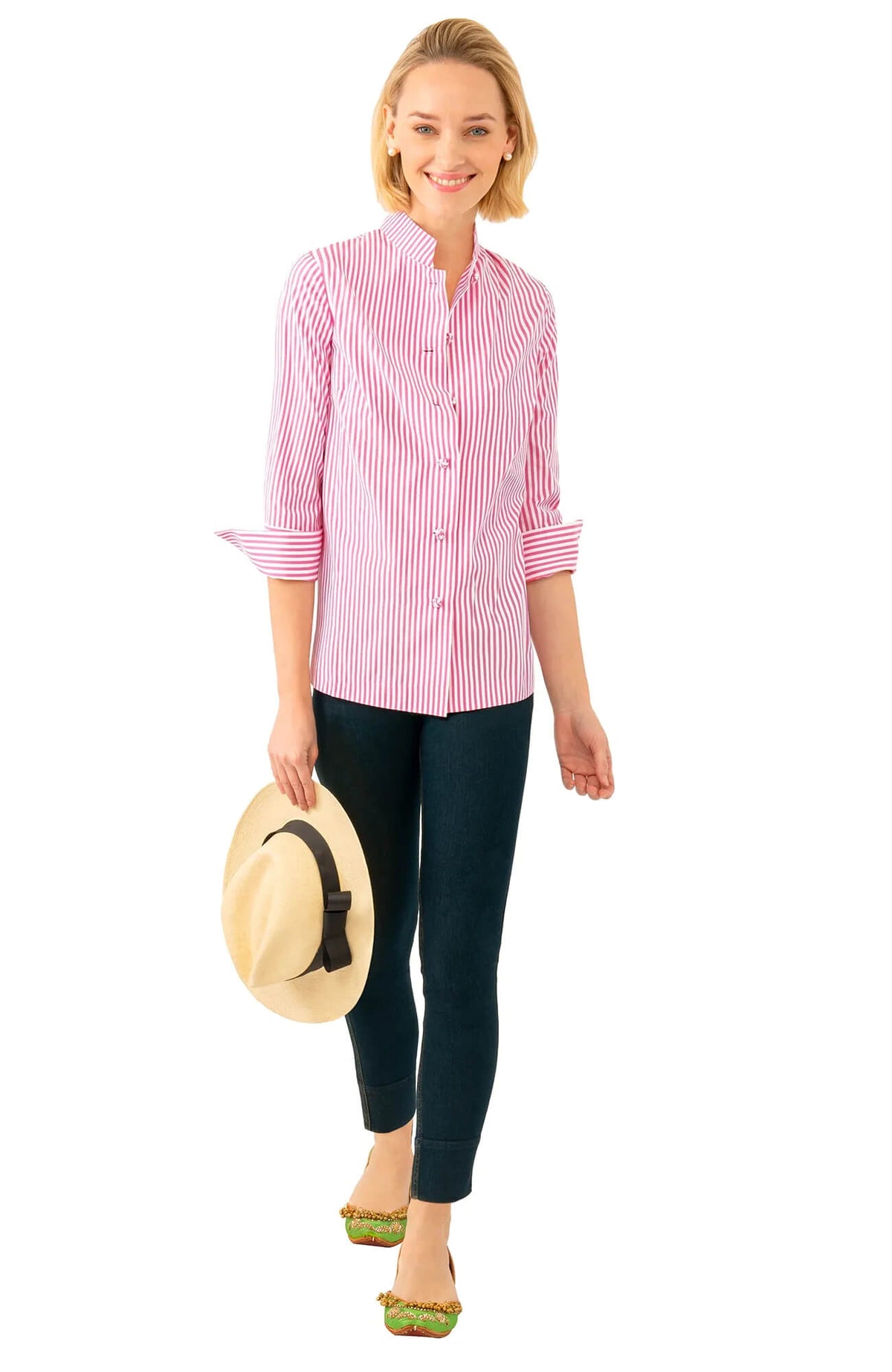 Wash / Wear Forget Me Knot Top - Stripe Pink