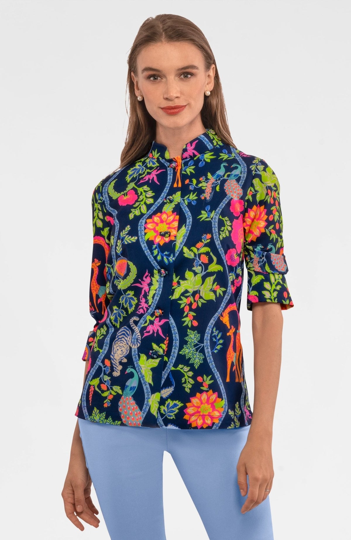 Forget Me Knot Top - Jungle Symphony - Final Sale Navy